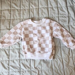 Grayson Mini Checkered Beige and White Sweatshirt